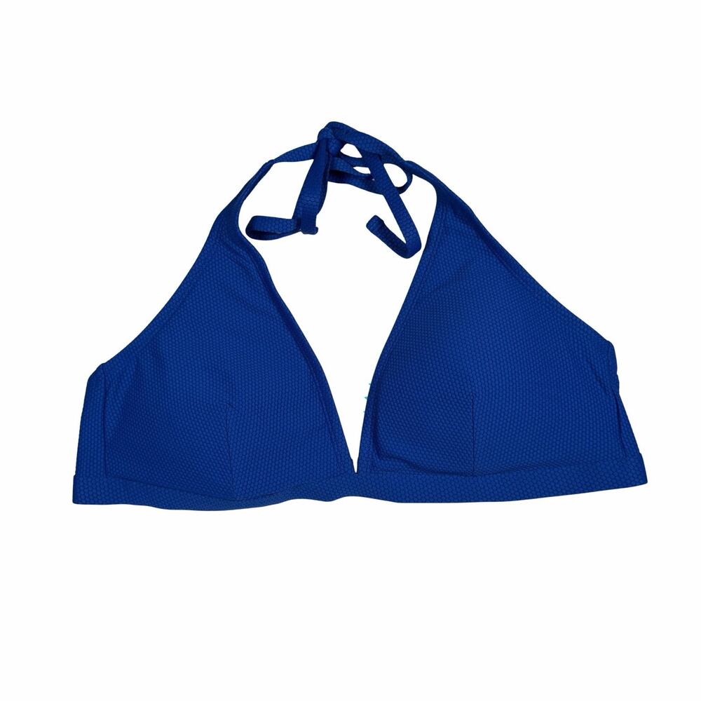 Liz Claiborne Bikini Top Women's Size 14 Bold Blue Textured Adjustable NEW